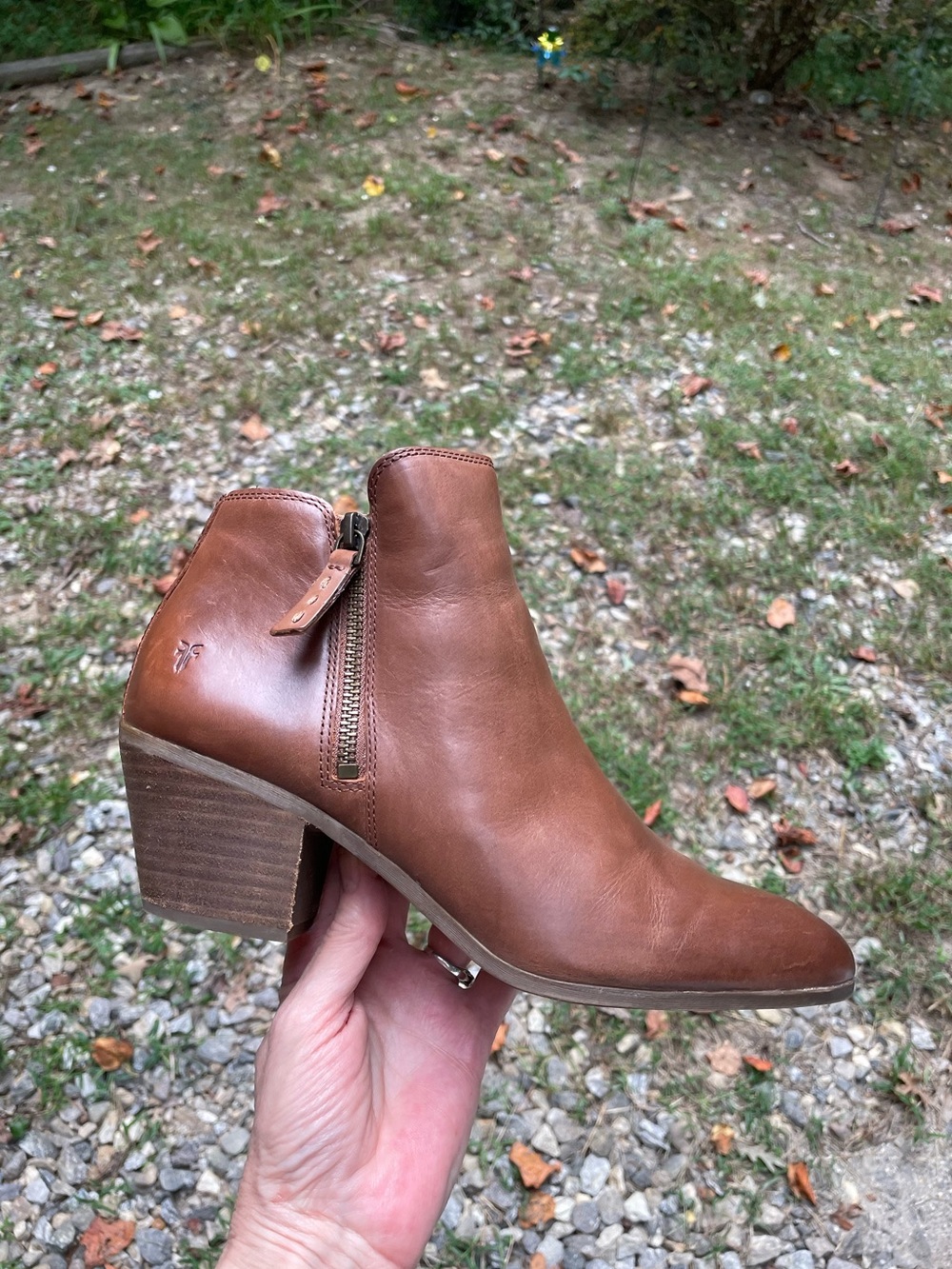Frye Brown Double Zip Leather Ankle Boots Size 9